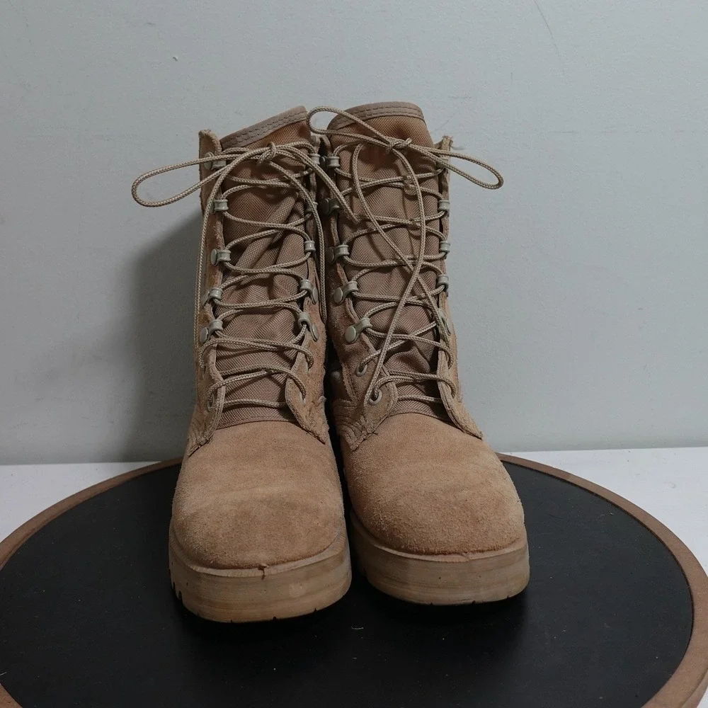 Bates DuraShocks Combat Boots Men 5.5 Tan Suede Leather Vibram Sole Military